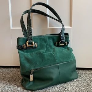 NWOT Emerald Green Leather & Suede Hobo Bag